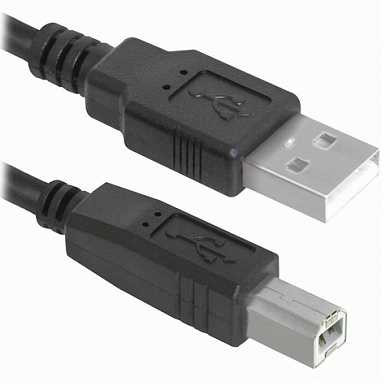 Кабель USB 2.0 AM-BM, 5 м, DEFENDER, для подключения принтеров, МФУ и периферии, 83765 (арт. 512692)