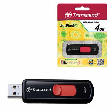 Флэш-диск 4 GB, TRANSCEND JetFlash 500, USB 2.0, черный, TS4GJF500 (арт. 510539)