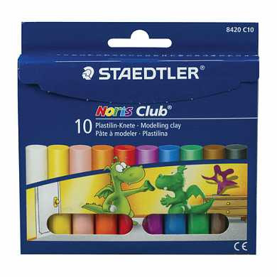 Пластилин классический STAEDTLER "Noris Club", 10 цветов, 200 г, картонная упаковка, 8420 C10 (арт. 104327)