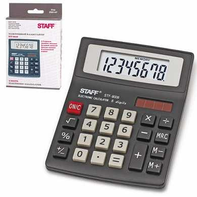 Калькулятор STAFF настольный STF-8008, 8 разрядов, двойное питание, 113х87 мм (арт. 250147) купить в интернет-магазине ТОО Снабжающая компания от 3 283 T, а также и другие Калькуляторы настольные на сайте dulat.kz оптом и в розницу