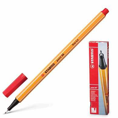 Ручка капиллярная STABILO "Point", корпус оранжевый, толщина письма 0,4 мм, красная, 88/40 (арт. 141578)
