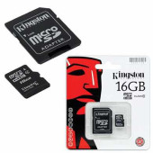 Карта памяти micro SDHC, 16 GB, KINGSTON, 4 Мб/сек. (class 4), с адаптером, SDC4/16GB (арт. 510567)