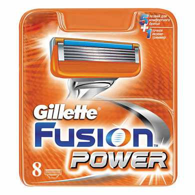 Сменные кассеты для бритья 8 шт., GILLETTE (Жиллет) "Fusion Power", для мужчин, GIL-81372247 (арт. 604827)