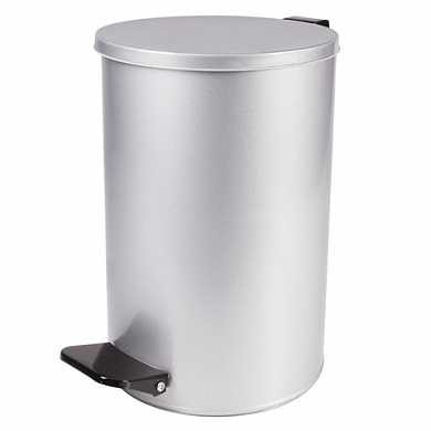 Ведро-контейнер для мусора с педалью УСИЛЕННОЕ, 10 л, кольцо под мешок, серое, оцинкованная сталь (арт. 603975)
