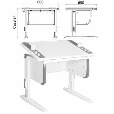Стол-парта регулируемый ДЭМИ СУТ.26, 800х650х530-815 мм, белый/серый (КОМПЛЕКТ) (арт. 981207) купить в интернет-магазине ТОО Снабжающая компания от 210 700 T, а также и другие Учебная мебель для дома на сайте dulat.kz оптом и в розницу