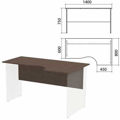 Столешница, царга стола эргономичного "Канц" 1400х800х750 мм, правый, цвет венге, СК30.16.1 (арт. 640534)