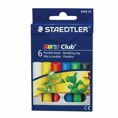 Пластилин классический STAEDTLER "Noris Club", 6 цветов, 126 г, картонная упаковка, 8420 C6 (арт. 104328)