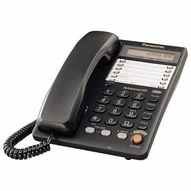 Телефон PANASONIC KX-TS2365RUB, память на 30 номеров, ЖК-дисплей с часами, автодозвон, спикерфон, черный (арт. 262052)