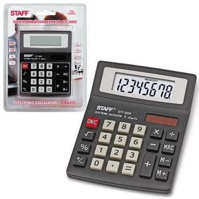 Калькулятор STAFF настольный STF-8008, 8 разрядов, двойное питание, 113х87 мм, блистер, 250207 (арт. 250207)