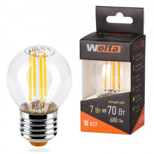 Wolta лампа св/д FILAMENT шар P45 E27 7W(730Lm) 3000К 3K 74X45 прозр. 25Y45GLFT7E27 (арт. 681401) купить в интернет-магазине ТОО Снабжающая компания от 2 107 T, а также и другие Светодиодные лампы на сайте dulat.kz оптом и в розницу