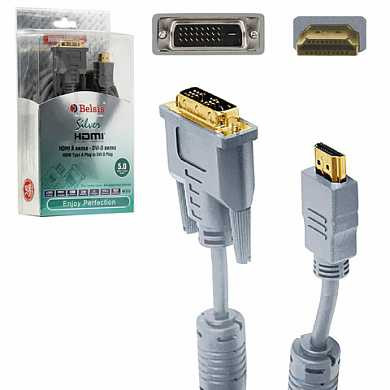 Кабель HDMI-DVI-D, 5 м, BELSIS, 2 фильтра, для передачи цифрового видео, пакет, BW1513 (арт. 511914) купить в интернет-магазине ТОО Снабжающая компания от 4 508 T, а также и другие Цифровые (HDMI, VGA, DVI) на сайте dulat.kz оптом и в розницу