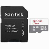 Карта памяти micro SDHC, 16 GB, SANDISK Ultra UHS-I U1, 48 Мб/сек. (class 10), адаптер, QUNB-016G-GN3MA (арт. 512291)