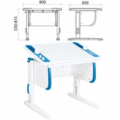 Стол-парта регулируемый ДЭМИ СУТ.26, 800х650х530-815 мм, белый/синий (КОМПЛЕКТ) (арт. 981203) купить в интернет-магазине ТОО Снабжающая компания от 210 700 T, а также и другие Учебная мебель для дома на сайте dulat.kz оптом и в розницу