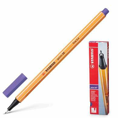 Ручка капиллярная STABILO "Point", корпус оранжевый, толщина письма 0,4 мм, фиолетовая, 88/55 (арт. 141581)