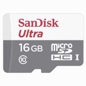 Карта памяти micro SDHC, 16 GB, SANDISK Ultra, UHS-I U1, 48 Мб/сек. (class 10), QUNB-016G-GN3MN (арт. 512292)