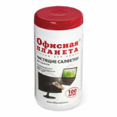 Чистящие салфетки ОФИСНАЯ ПЛАНЕТА, в тубе, 100 шт., влажные, для экранов, 510485 (арт. 510485)