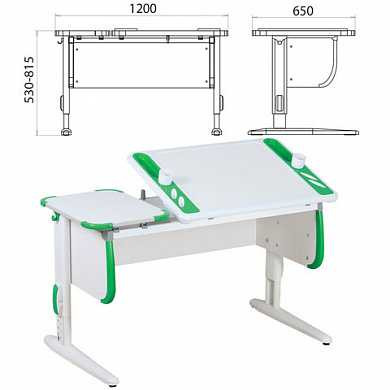 Стол-парта регулируемый ДЭМИ СУТ.31, 1200х650х530-815 мм, белый/зеленый (КОМПЛЕКТ) (арт. 981209) купить в интернет-магазине ТОО Снабжающая компания от 322 322 T, а также и другие Учебная мебель для дома на сайте dulat.kz оптом и в розницу