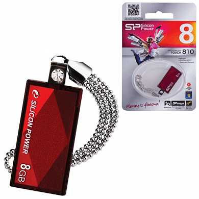 Флэш-диск 8 GB SILICON POWER Touch 810 USB 2.0, красный, SP008GBUF2810V1 (арт. 510643)