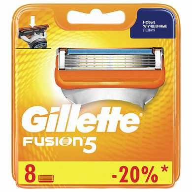 Сменные кассеты для бритья 8 шт., GILLETTE (Жиллет) "Fusion", для мужчин (арт. 602824)