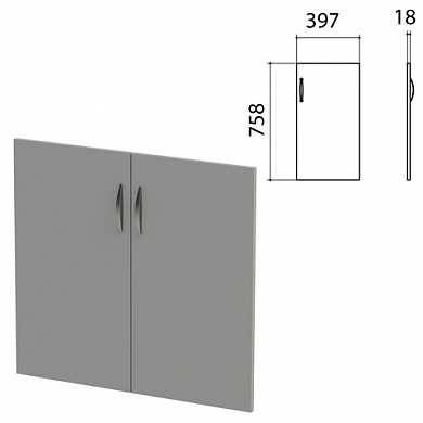 Дверь ЛДСП низкая "Этюд", комплект 2 шт., 397х18х758 мм, серая, 400006-03 (арт. 640358)