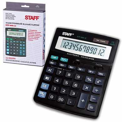 Калькулятор STAFF настольный STF-888-12, 12 разрядов, двойное питание, 200х150 мм (арт. 250149)