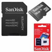 Карта памяти micro SDHC, 16 GB, SANDISK, 4 Мб/сек. (class 4), с адаптером, SDSDQM-016G-B35 (арт. 511614)