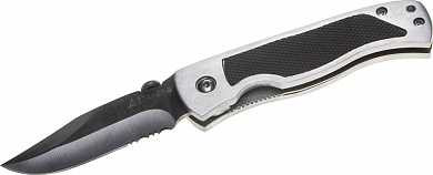 Нож STAYER складной, металлический корпус с резиновыми накладками, серрейторная заточка, большой (арт. 47617_z01)