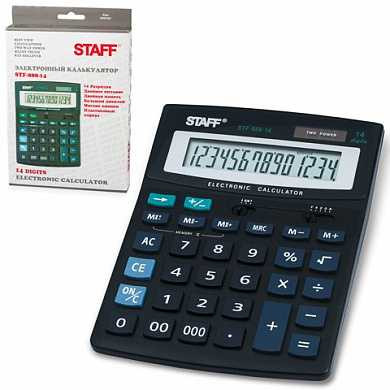 Калькулятор STAFF настольный STF-888-14, 14 разрядов, двойное питание, 200х150 мм (арт. 250182)