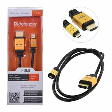 Кабель HDMI-mini HDMI, 1м, DEFENDER, M-M, для передачи цифрового аудио-видео, 87462 (арт. 511776)