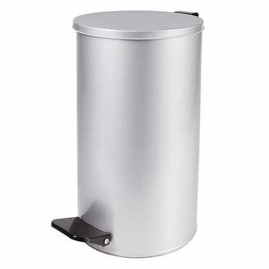Ведро-контейнер для мусора с педалью УСИЛЕННОЕ, 20 л, кольцо под мешок, серое, оцинкованная сталь (арт. 603980)