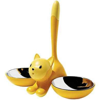 Миска для кошки Tigrito двойная желтая (арт. AMMI09 Y)