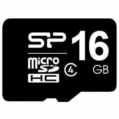 Карта памяти micro SDHC, 16 GB, SILICON POWER, 4 Мб/сек. (class 4), SP016GBSTH004V1 (арт. 512327)
