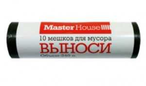 Мешки для мусора MasterHouse "Выноси", 240л/10шт, 25мк, ПВД, рулон, черные, 60359 (арт. 607175)