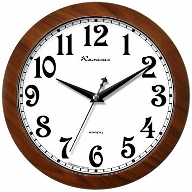 Часы настенные ход плавный, Камелия "Орех золотой", круглые, 29*29*3,5, коричневая рамка (арт. 4215093)