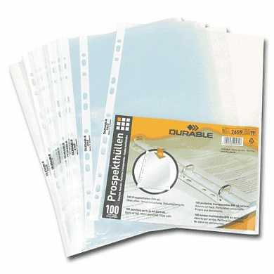 Папки-файлы перфорированные, А4, DURABLE, комплект 100 шт., "апельсиновая корка", 0,035 мм, 2659-19 (арт. 221955) купить в интернет-магазине ТОО Снабжающая компания от 4 557 T, а также и другие Файлы-папки перфорированные на сайте dulat.kz оптом и в розницу