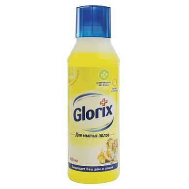 Средство для мытья пола 500 мл, GLORIX (Глорикс), "Лимонная энергия", дезинфицирующее, 67107678 (арт. 604097)