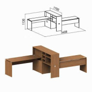 Стол 1600 мм с приставкой-стеллажом "Профит", КОМПЛЕКТ НА 2 РАБОЧИХ МЕСТА, ПРАВЫЙ, орех онтарио (арт. 981175)