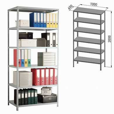 Стеллаж металлический ПРАКТИК "MS", 2000х1000х400 мм, 6 полок, MS 200/100х40/6 (арт. 290961) купить в интернет-магазине ТОО Снабжающая компания от 56 301 T, а также и другие Стеллажи универсальные на сайте dulat.kz оптом и в розницу