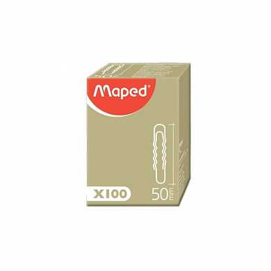 Скрепки MAPED, 50 мм, металлические, гофрированные, 100 штук, в картонной коробке, 039630 (арт. 223146)