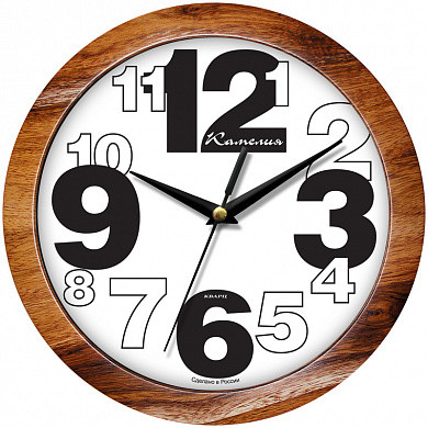 Часы настенные ход плавный, Камелия "Палисандр", круглые, 29*29*3,5, коричневая рамка (арт. 243172)