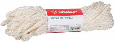 Веревка ЗУБР капроновая, d=6,0 мм, 20 м, 375 кгс, 12,5 ктекс (арт. 50206) купить в интернет-магазине ТОО Снабжающая компания от 2 695 T, а также и другие Изделия канатно-веревочные на сайте dulat.kz оптом и в розницу