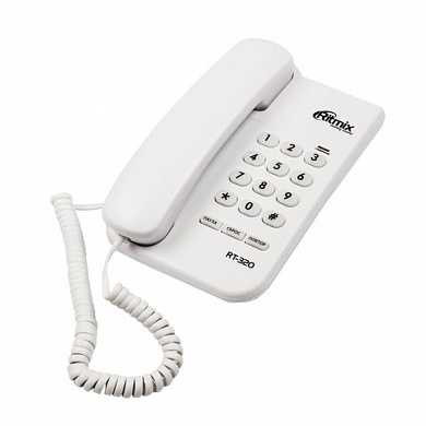 Телефон RITMIX RT-320 white, световая индикация звонка, блокировка набора ключом, белый, 15118348 (арт. 262836)