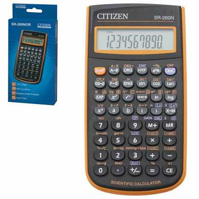 Калькулятор CITIZEN инженерный SR-260NOR, 10+2 разряда, питание от батарейки, 154х80 мм, оранжевый, SR-260NPU (арт. 250371)