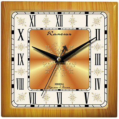 Часы настенные ход плавный, Камелия "Римские новые 2", квадрат, 29*29*3,5, св-кор. рамка (арт. 9148062)