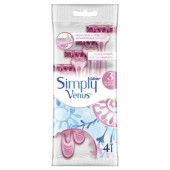 Бритвы одноразовые 4 шт., GILLETTE VENUS (Жиллет Винес) "SIMPLY 3", для женщин (арт. 602771)