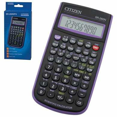 Калькулятор CITIZEN инженерный SR-260NPU, 10+2 разряда, питание от батарейки, 154х80 мм, фиолетовый (арт. 250370)