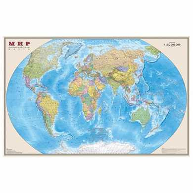Карта настенная "Мир. Политическая карта", М-1:20 млн., размер 156х101 см, ламинированная, 295 (арт. 123111)