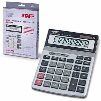 Калькулятор STAFF настольный металлический STF-1712, 12 разрядов, двойное питание, 200х152 мм (арт. 250121) купить в интернет-магазине ТОО Снабжающая компания от 8 918 T, а также и другие Калькуляторы настольные на сайте dulat.kz оптом и в розницу