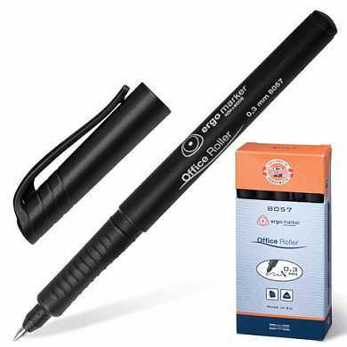 Ручка-роллер KOH-I-NOOR, трехгранная, корпус черный, узел 0,5 мм, линия 0,3 мм, черная, 7780573801KS (арт. 141606)