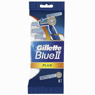 Бритвы одноразовые 5 шт., GILLETTE (Жиллет) "Blue 2 Plus", для мужчин (арт. 602764)